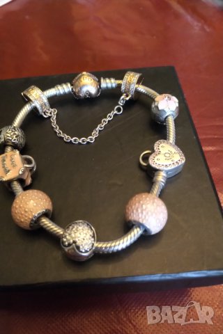 Оригинална  сребърна гривна Пандора  с розова позлата , снимка 9 - Гривни - 34912086