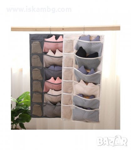 ДВУЛИЦЕВ ВИСЯЩ ОРГАНАЙЗЕР ЗА ГАРДЕРОБ С ВГРАДЕНА ЗАКАЧАЛКА 30 ОТДЕЛЕНИЯ - код 2533