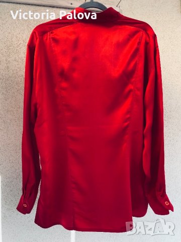 Червена ( малинова) риза JAQUES BRITT тежка коприна, снимка 12 - Ризи - 42655631