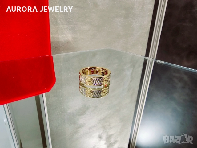 CARTIER Love Band Gold Classic Model Paved Diamonds Пръстен, снимка 5 - Пръстени - 52843811