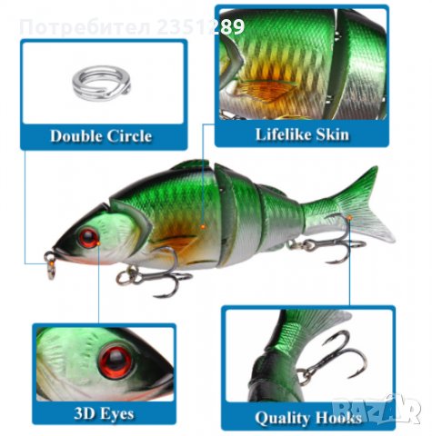 Рибка 21 грама 12,5 сантиметра, риболов на сом, щука , снимка 8 - Стръв и захранки - 30618188