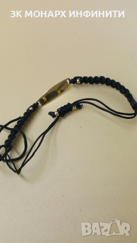 Златна гривна тип конец със надпис + сертификат и кутийка, снимка 3 - Гривни - 52932800