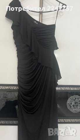 Дълга черна рокля с едно рамо размер S, снимка 1 - Рокли - 40873020