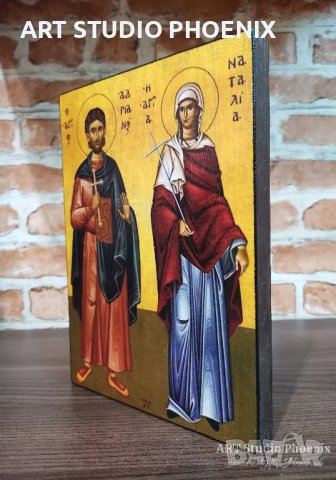 Икона на Св. Св. Адриян и Наталия ikona sveti sveti adrian i natalia, снимка 3 - Икони - 28152656