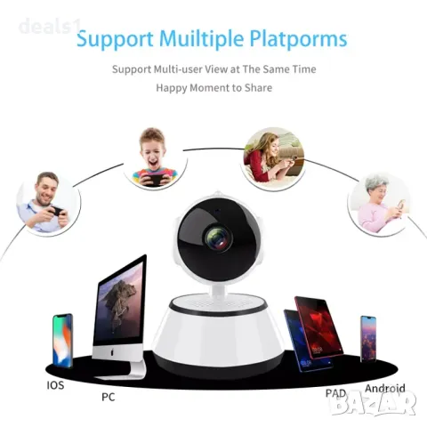 V380 Q6 WiFi IP Камера 2MP 360° Двупосочно аудио Нощно виждане, снимка 5 - IP камери - 50065078