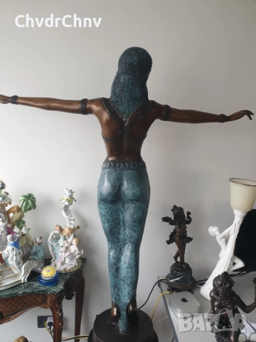 150см-37кг Chiparus статуя/голяма френска бронзова скулптура/Арт Деко фигура на египетска танцьорка, снимка 2 - Статуетки - 52134630