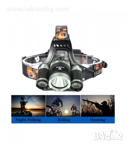 МОЩЕН ТРОЕН ЧЕЛНИК С 1 CREE LED+2 COB LED ДИОДА С МОЩНОСТ 3000LM 30W - код 1868, снимка 5 - Екипировка - 33977305