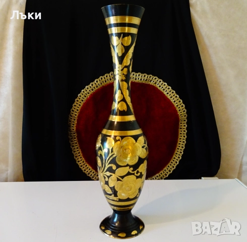 Бронзова ваза,позлата,емайл,38 см.,870 гр. , снимка 2 - Вази - 51635964
