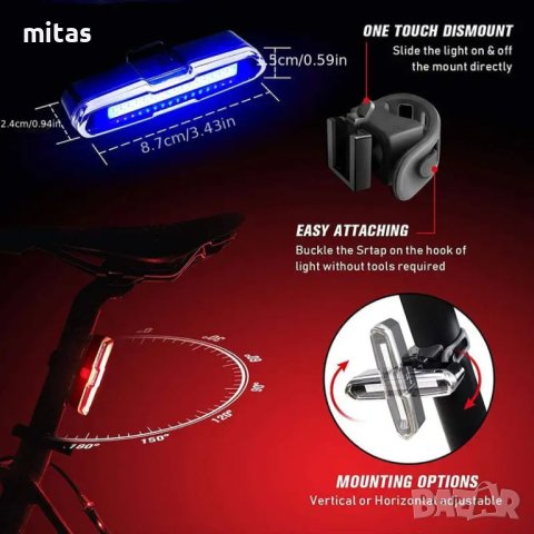 Полицейска стоп LED светлина с висока интензивност, Многоцветна, USB, снимка 4 - Аксесоари за велосипеди - 44434881