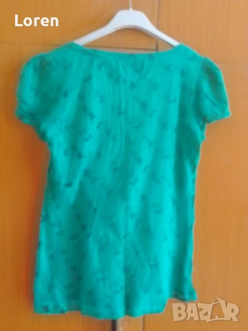 Памучна блузка с пеперудки, снимка 2 - Блузи с дълъг ръкав и пуловери - 51384241