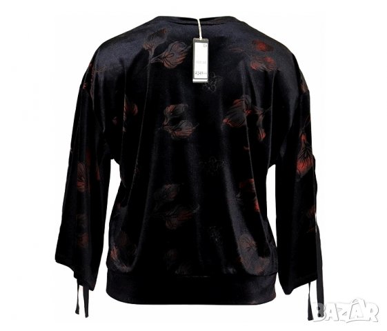 Кадифена блуза с красиви ръкави с етикет, снимка 2 - Блузи с дълъг ръкав и пуловери - 31976470