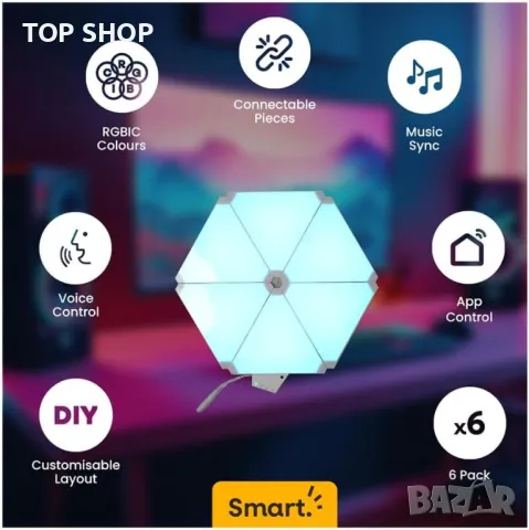 ValueLights Smart RGBIC триъглни панели, DIY LED светлини, 6 броя, снимка 3 - Лед осветление - 49488038
