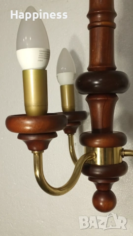 Абажур (Полилей) от месинг и дърво