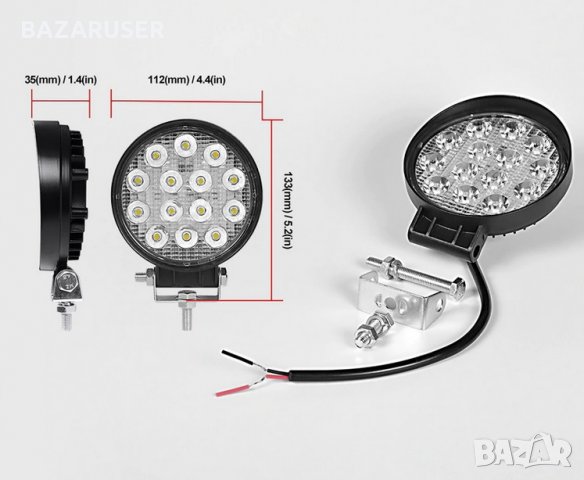 Халоген метален LED 12/24V, 42w- Кръгъл  -254839, снимка 2 - Аксесоари и консумативи - 30708761