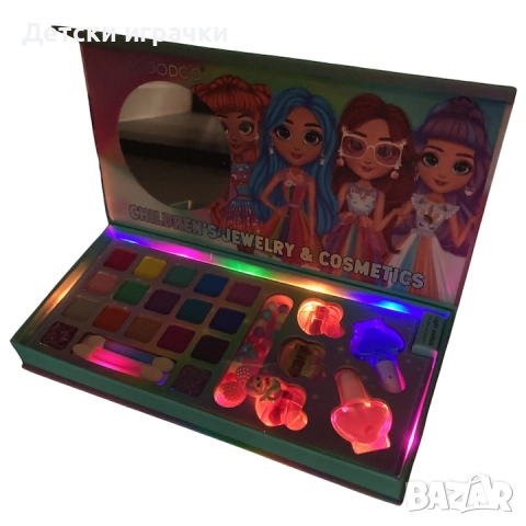 Комплект гримове за деца с LED осветление, Еднорог, с гривна, снимка 4 - Други - 52664114