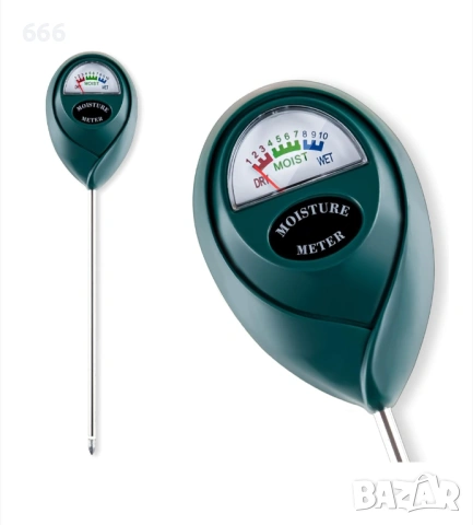 Влагомер за почва, тестер за влажност на растения, неръждаема стомана, без батерии