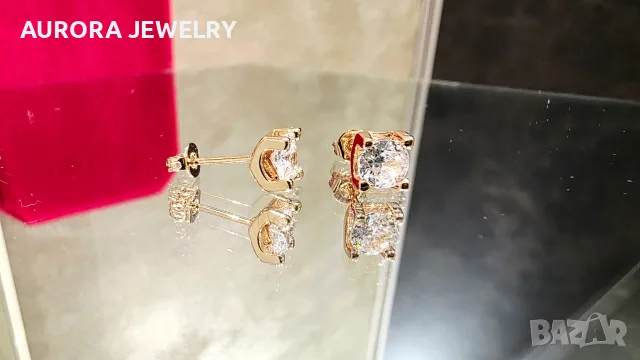CARTIER C de Cartier Rose Gold Stud Diamond Дамски Обеци, снимка 7 - Обеци - 56111864
