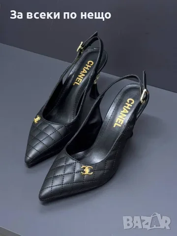 Chanel Елегантни Дамски Обувки С Капитонирана Кожа И Златно Лого На Токчето Код SEM-398, снимка 4 - Дамски обувки на ток - 55867540