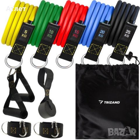 ТРЕНИРОВАЧЕН КОМПЛЕКТ ЛАСТИЦИ ЗА СИЛОВИ, ФИТНЕС ИЛИ КРОСФИТ УПРАЖНЕНИЯ, снимка 7 - Фитнес уреди - 44245891