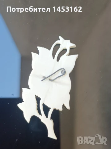 Старинна брошка от кост-роза, снимка 2 - Други - 50598279