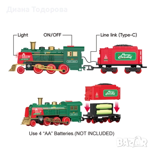 Коледно влакче на релси със светлина и пара, снимка 3 - Влакчета, самолети, хеликоптери - 52643647