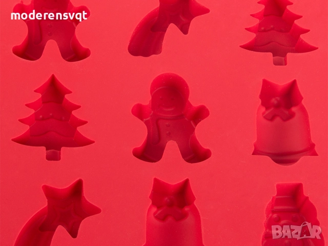 Силиконова форма за коледни сладки 15 броя, снимка 6 - Форми - 52640269