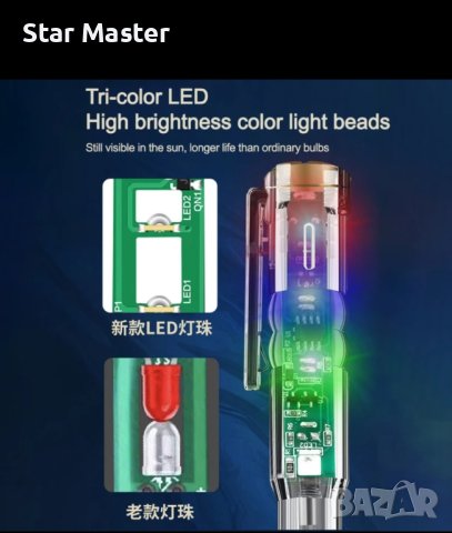 Фазомер 12-240V Трицветна светлина Звуков сигнал, снимка 3 - Други инструменти - 44375078