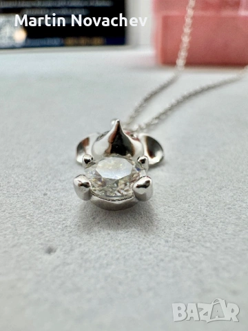 Сребърно колие с мойсанит (Диамант) 0.5 карата, снимка 11 - Колиета, медальони, синджири - 53012330