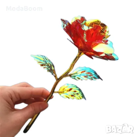 Светеща роза в луксозна прозрачна опаковка, снимка 3 - Декорация за дома - 48846233