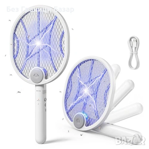 Нова Електрическа мухобойка 4000V акумулаторна Type-C бяла ракета убиец