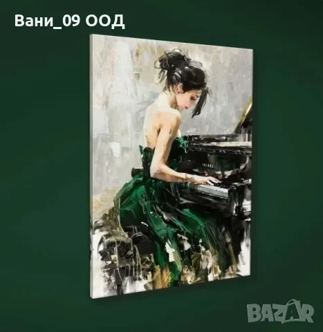 100см! Картина-канава "Жена на пиано"
