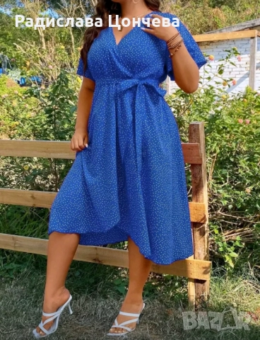 Рокля в кралско синьо, снимка 4 - Рокли - 52969050