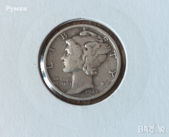 One Dime 1943-S.Сребро!, снимка 3 - Нумизматика и бонистика - 40861536