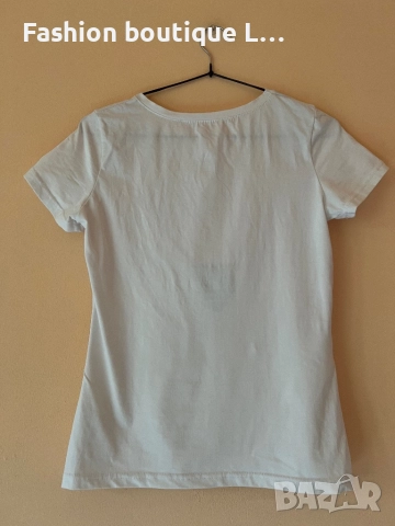 Бяла тениска с пухено розово сърце 95% памук 5% еластант S / M размер 🤍🩷🤍🩷🤍🩷🤍, снимка 5 - Тениски - 52186641