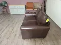 Кафяв кожен диван двойка, снимка 3