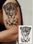 Пума Леопард с цветя черно бял временна татуировка татос татус Tattoo, снимка 2