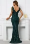 Дълга рокля с паети в зелено , снимка 5