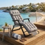 Сгъваем градински шезлонг с мека ватирана възглавница, регулируема облегалка и метална рамка, снимка 1
