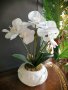 Изкуствена орхидея в мраморна кашпа , снимка 2