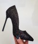 Обувки на ток - черен брокат - 6060, снимка 1 - Дамски обувки на ток - 40654834