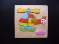 Дървен пъзел хеликоптер за най-малките играчка вертолет деца , снимка 1 - Игри и пъзели - 37158046