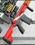 Детска играчка пушка автомат с меки патрони и допълнителни екстри / Цвят: Червен / Материал: пластма, снимка 3