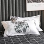 Мек и приятен спален комплект 180x220 бял с черни листа 4 части, снимка 6