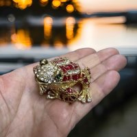 кутия за бижута луксозен сувенир костенурка жаба с камъни украса, снимка 2 - Други - 42080292