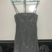 Къса сребриста рокля размер S, снимка 1 - Рокли - 35020379