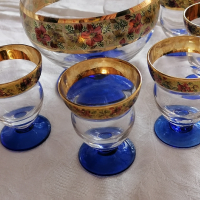 Колекционерски комплект от Венецианско стъкло Кобалт и Злато Italy, снимка 8 - Антикварни и старинни предмети - 44747500