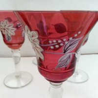 Кристални чаши Бохемия ръчно рисувани , снимка 8 - Антикварни и старинни предмети - 30064398
