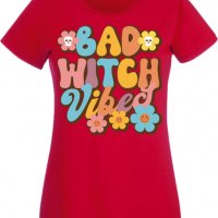 Дамска тениска Bad witch vibes,Halloween,Хелоуин,Празник,Забавление,Изненада,Обичаи,, снимка 3 - Тениски - 38144471