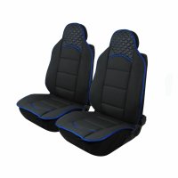  Комплект универсални калъфи тип масажор за предни седалки - черно със син конец - Еко Кожа и Тексти, снимка 1 - Аксесоари и консумативи - 38070113