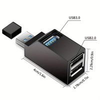 Мини USB хъб 3 в 1 USB 3.0/USB 2.0, снимка 6 - Кабели и адаптери - 44481919